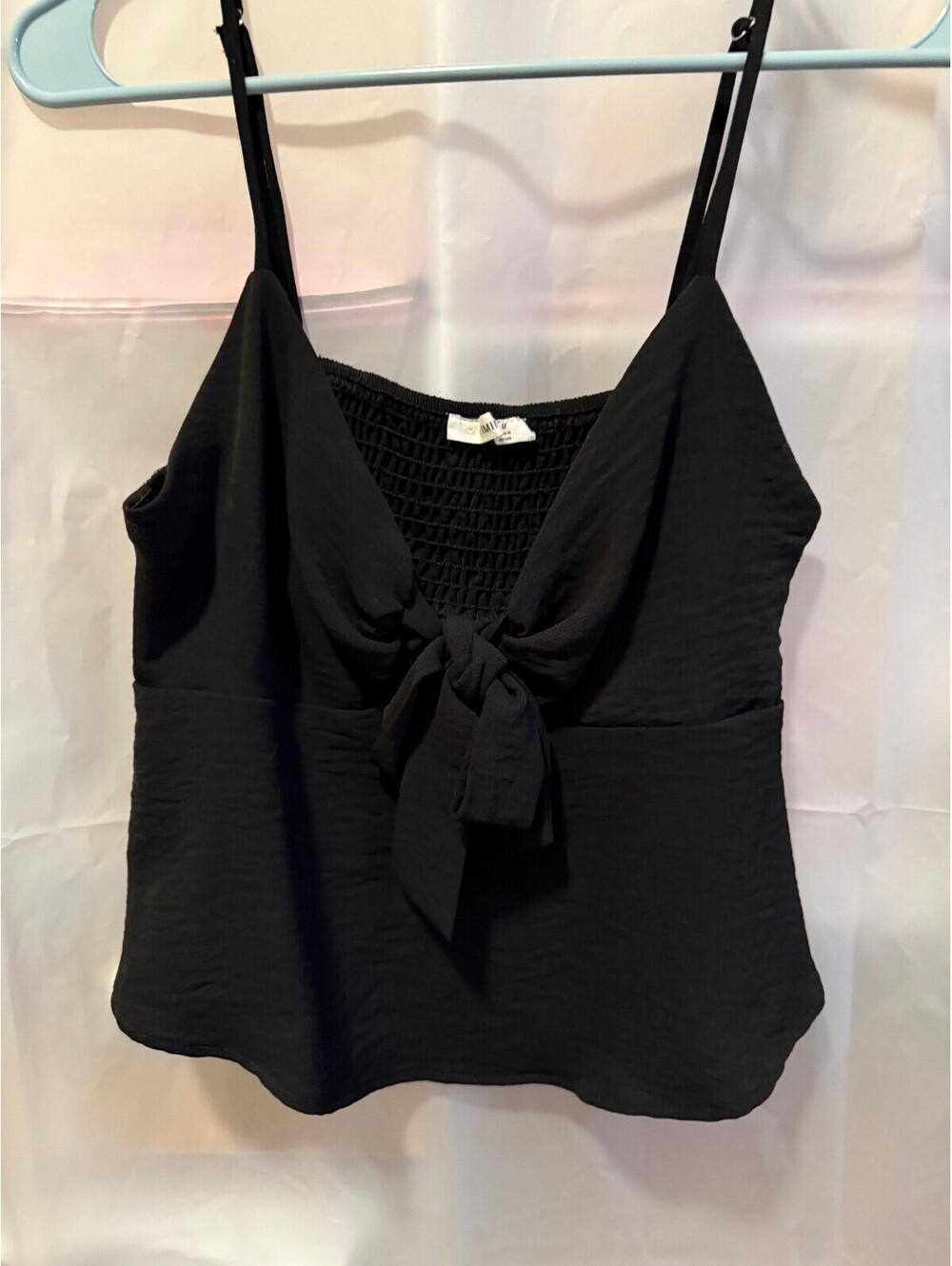 Black Sleeveless Tie-Front Top with Adjustable Straps